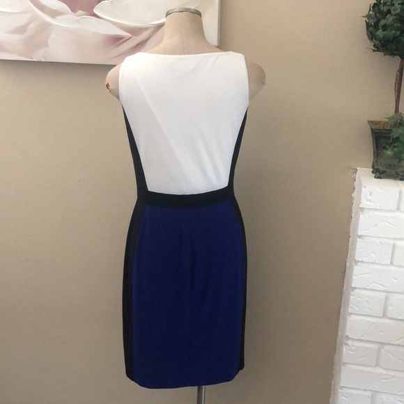 Lauren Ralph Lauren sleeveless color block shift dress white blue and black - Picture 3 of 11